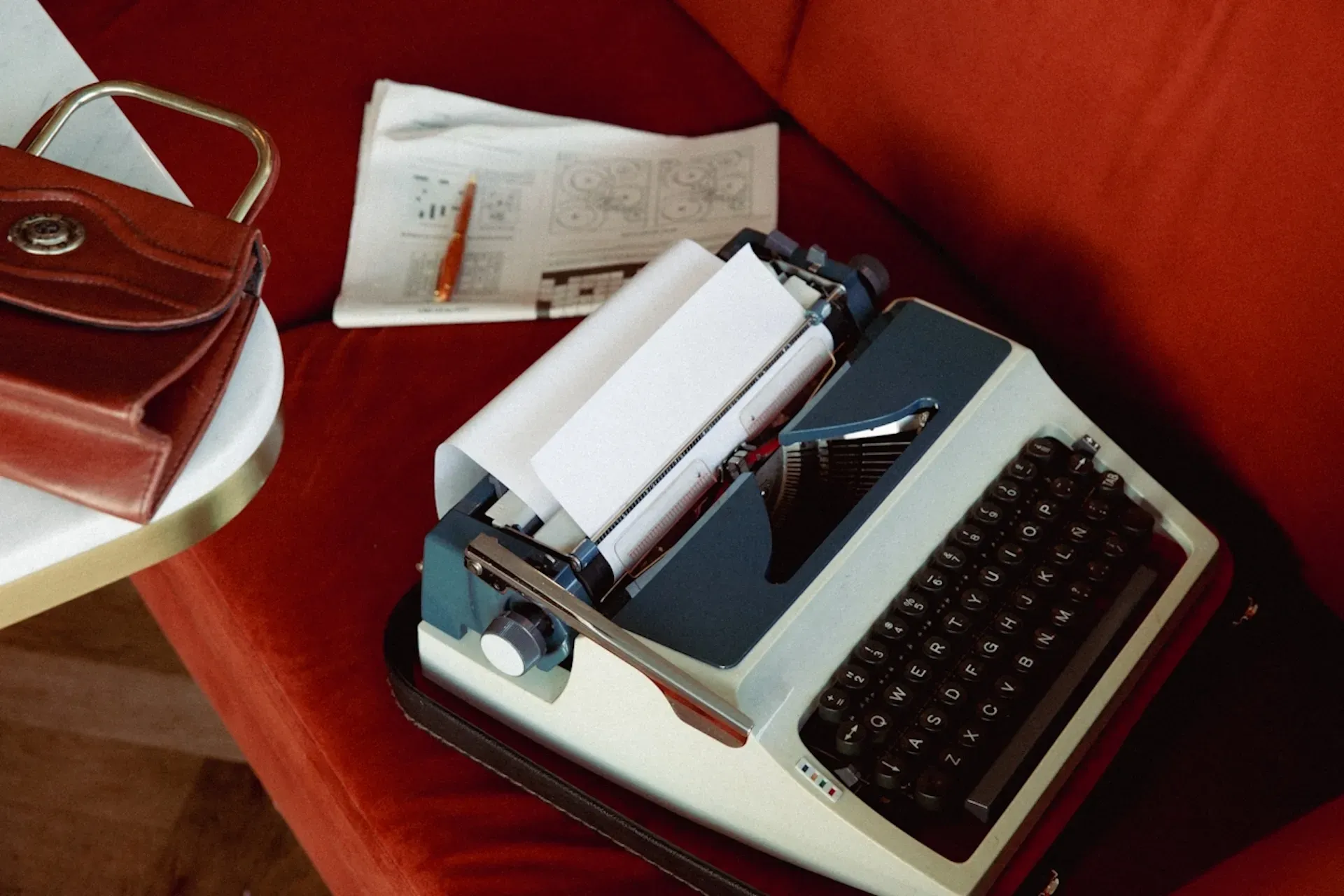 A typewriter on a table