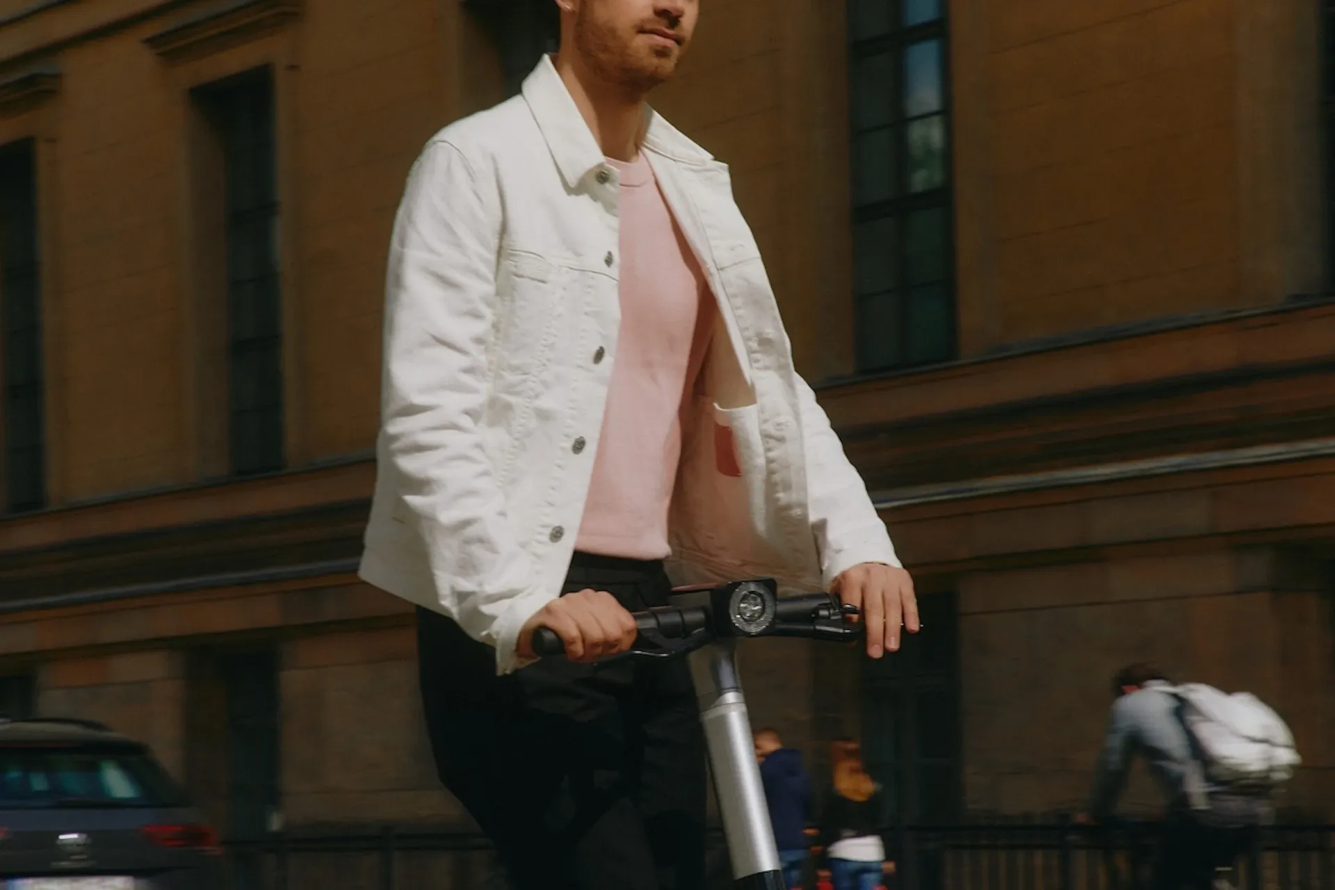 Man using an electric scooter