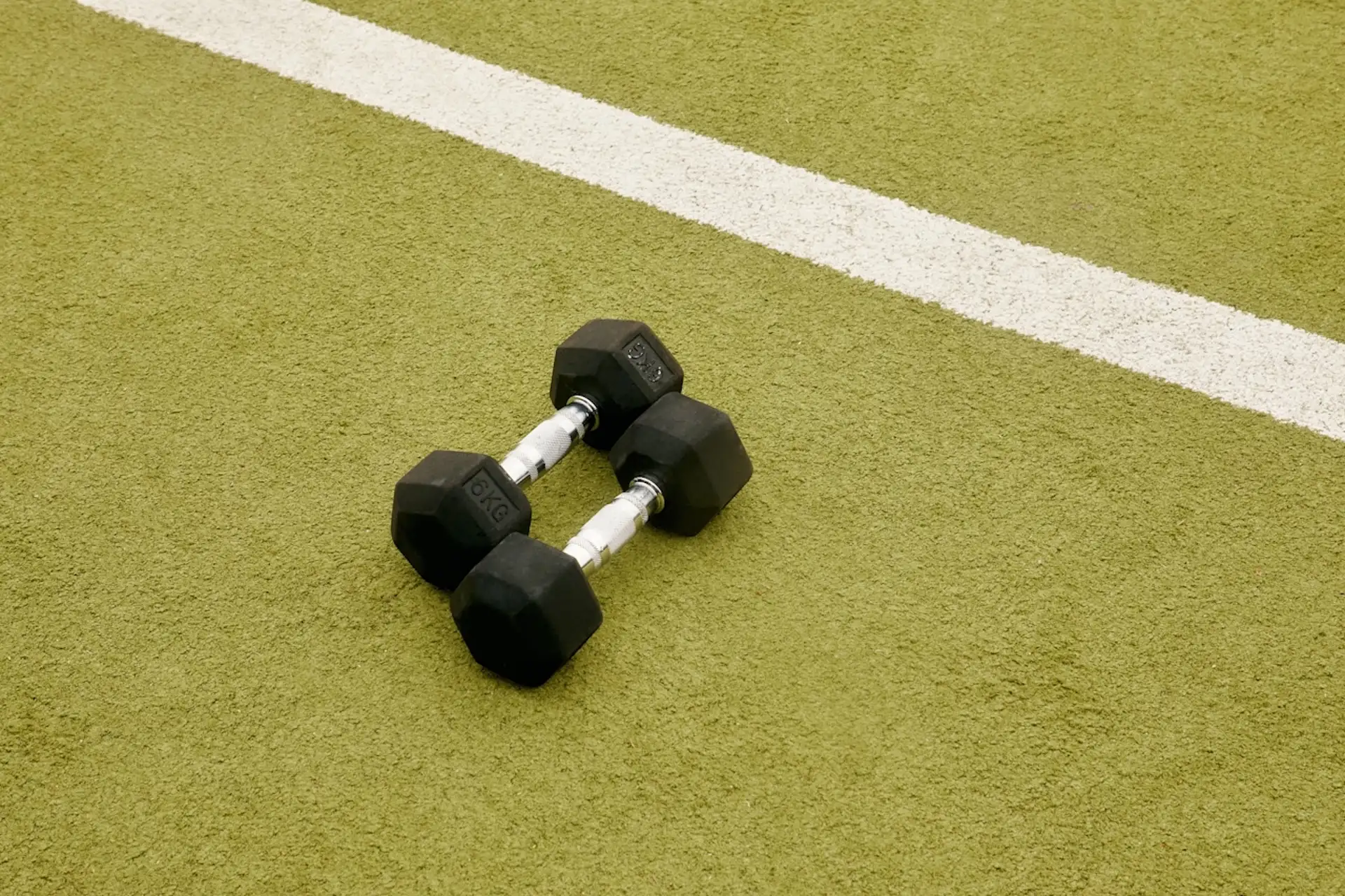 A pair of weights on the floor