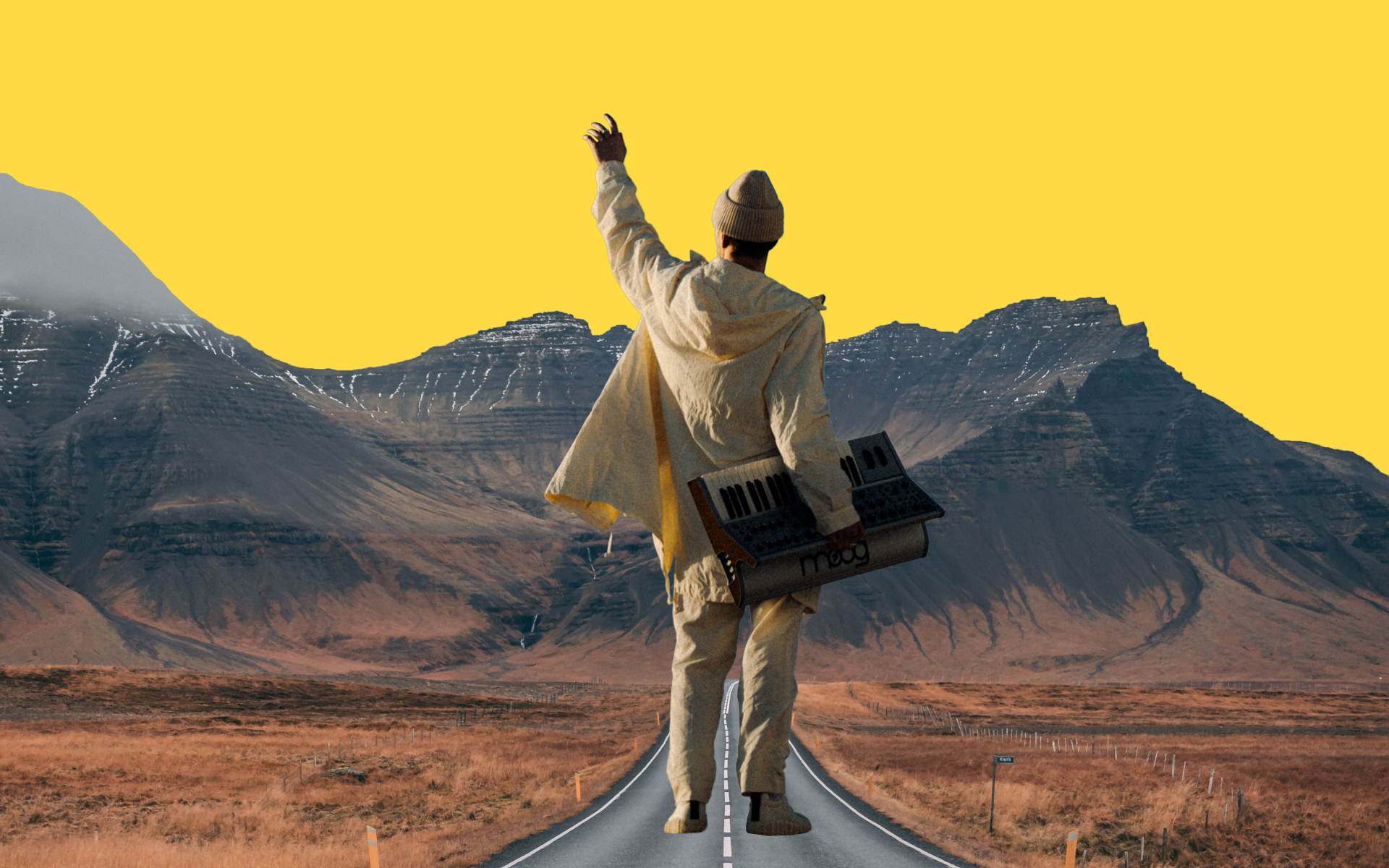 Ooyy stood in the road overlooking mountains