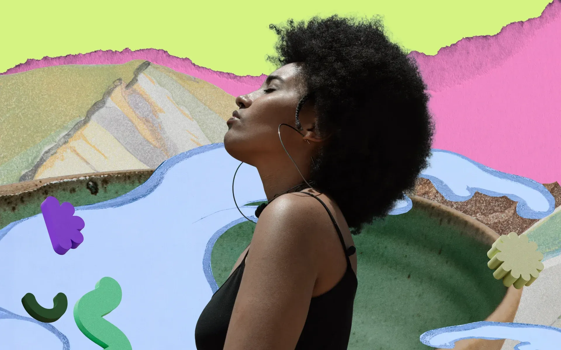 A woman in an abstract environment