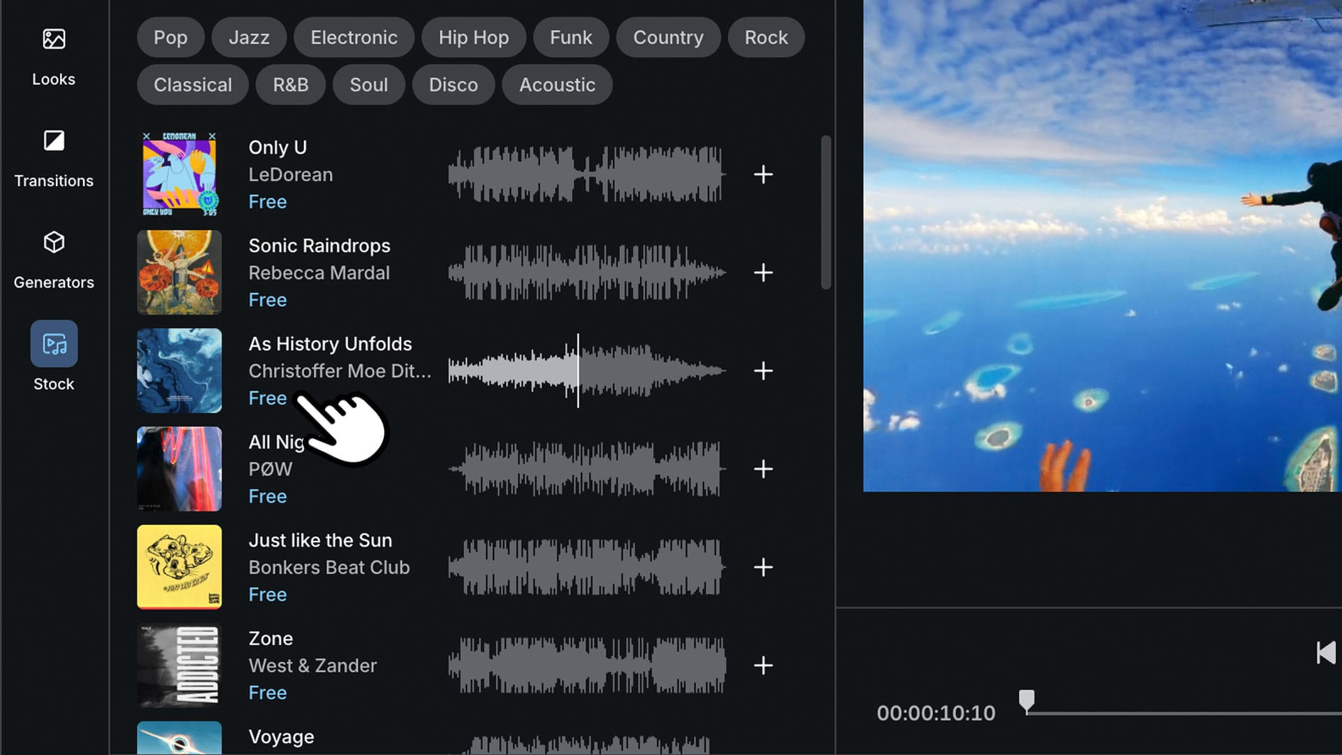Free Epidemic Sound tracks in elevate.io