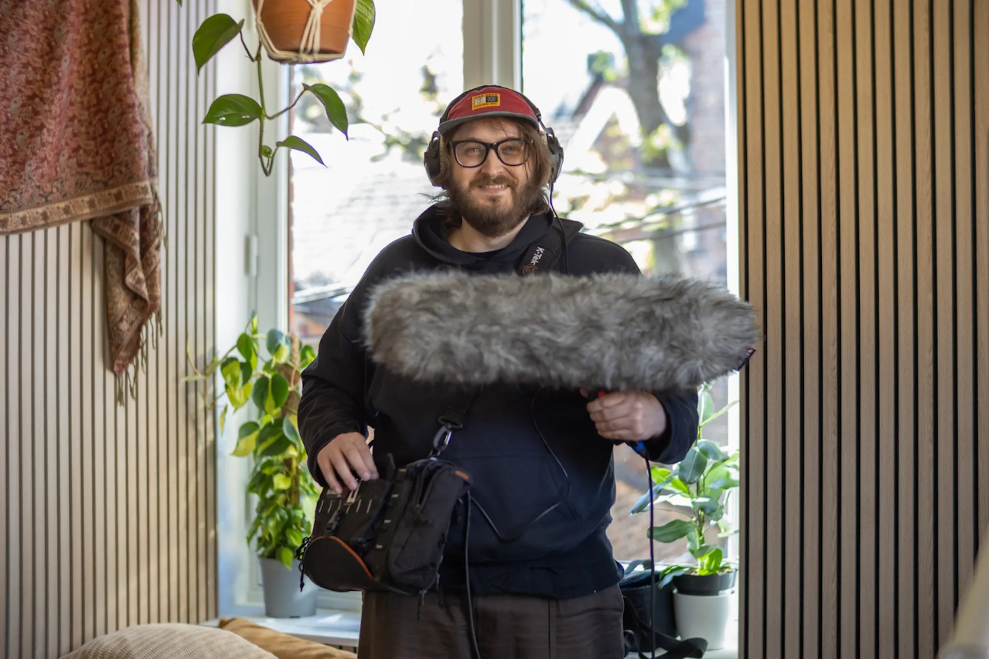 Ole Torstein Hovig holding a boom mic