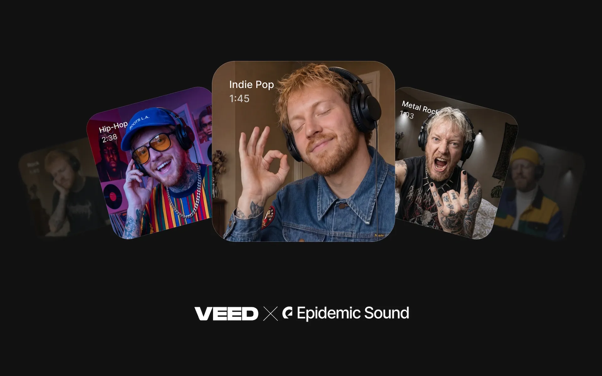 A man gesturing different genres of music, including hip-hop, indie pop, and metal.