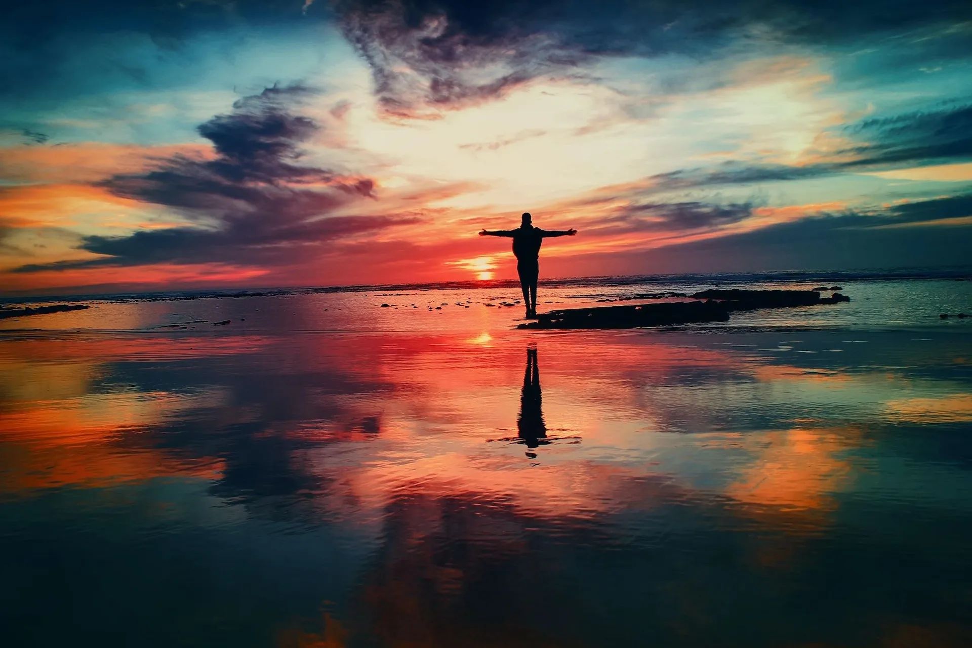Standing on a beach