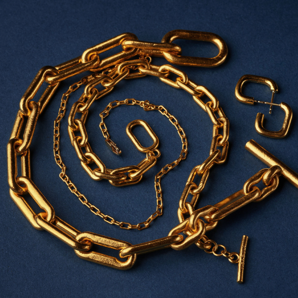 Menē 24k Gold Linear Link, Mini Linear Link, and Fine Linear Link Chains