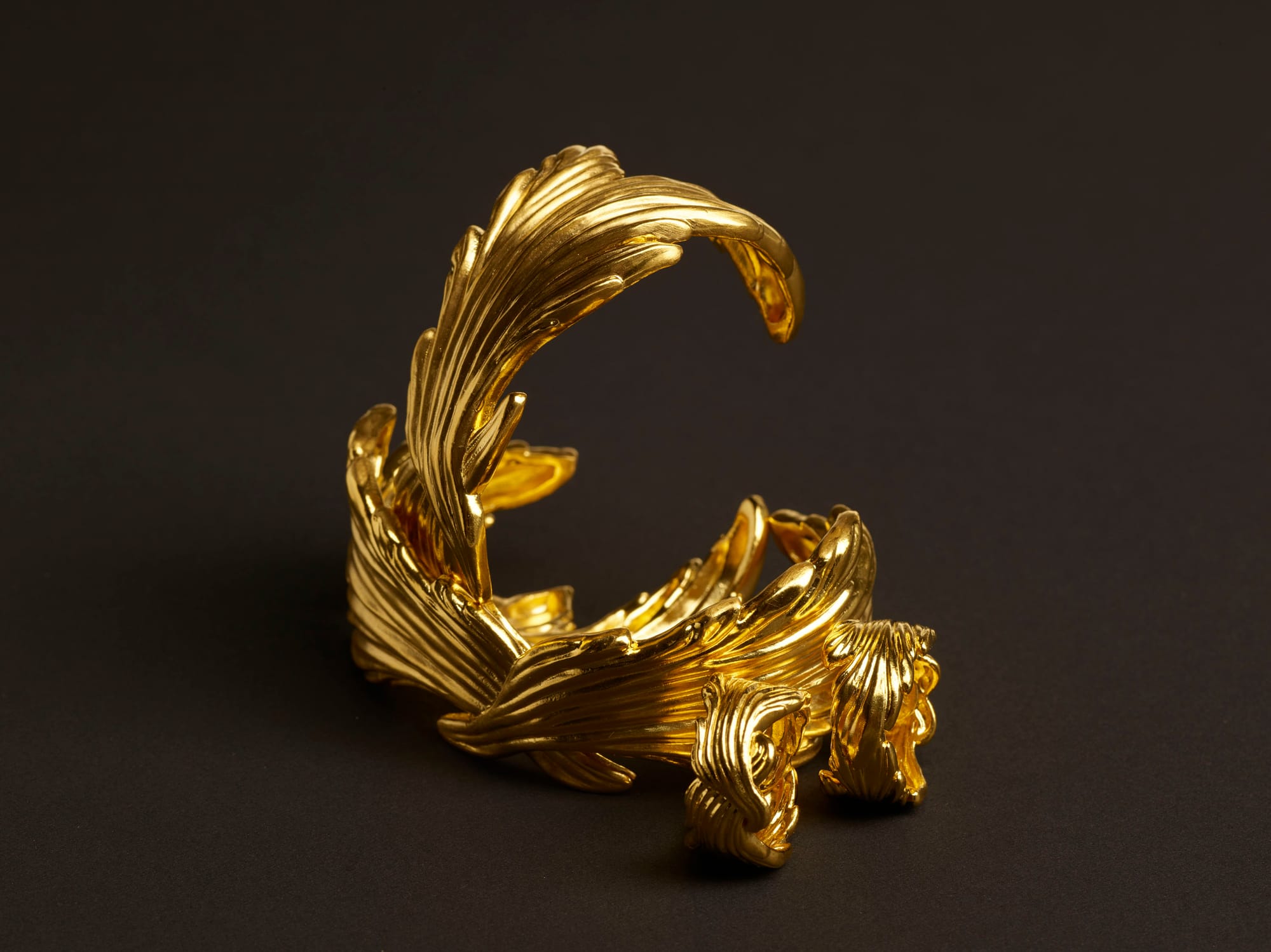 Menē 24k gold Double Leaf Cuff and Double Leaf Ring jewelry.