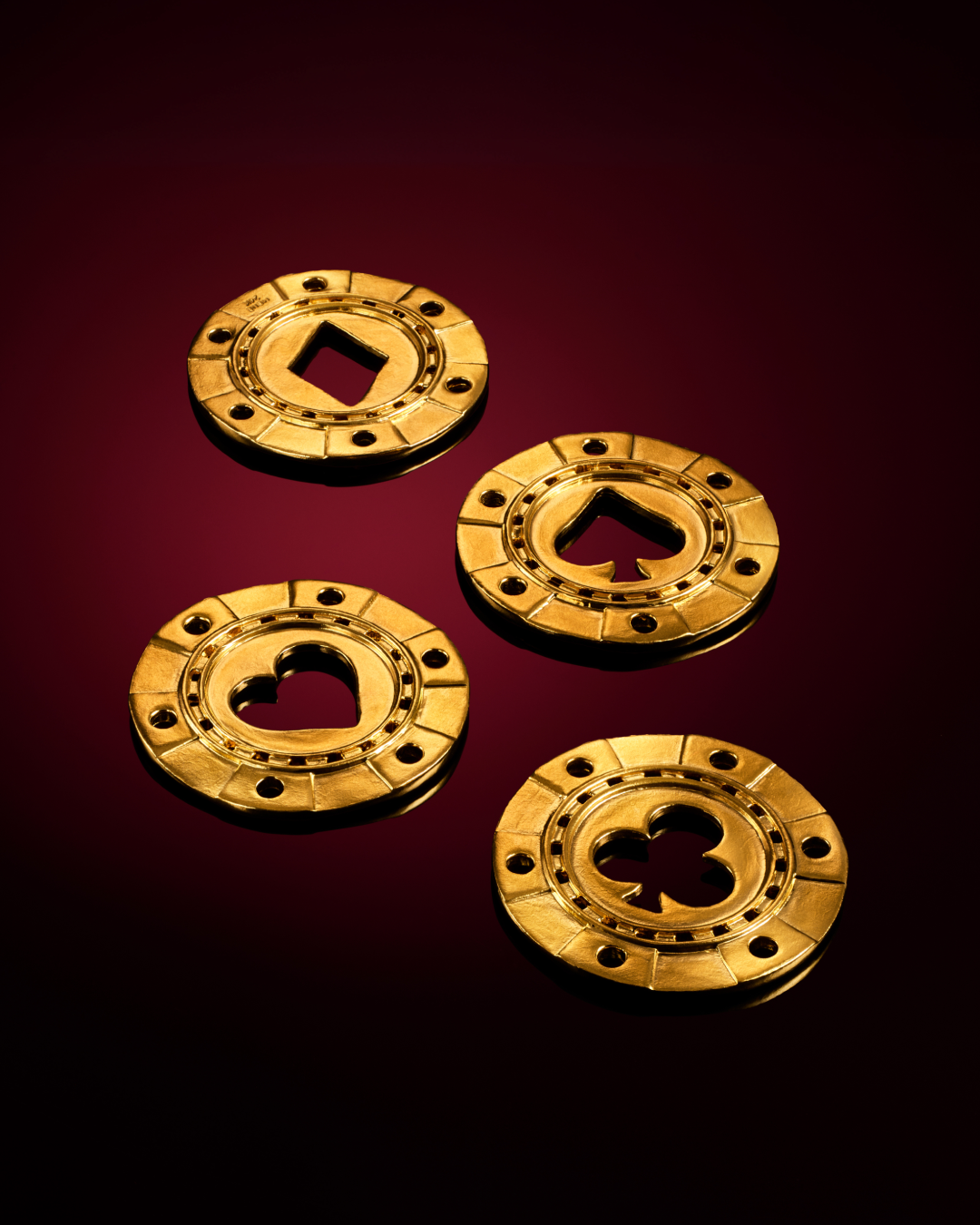 Menē 24k gold Poker Chips new for the 2025 Holiday Collection.