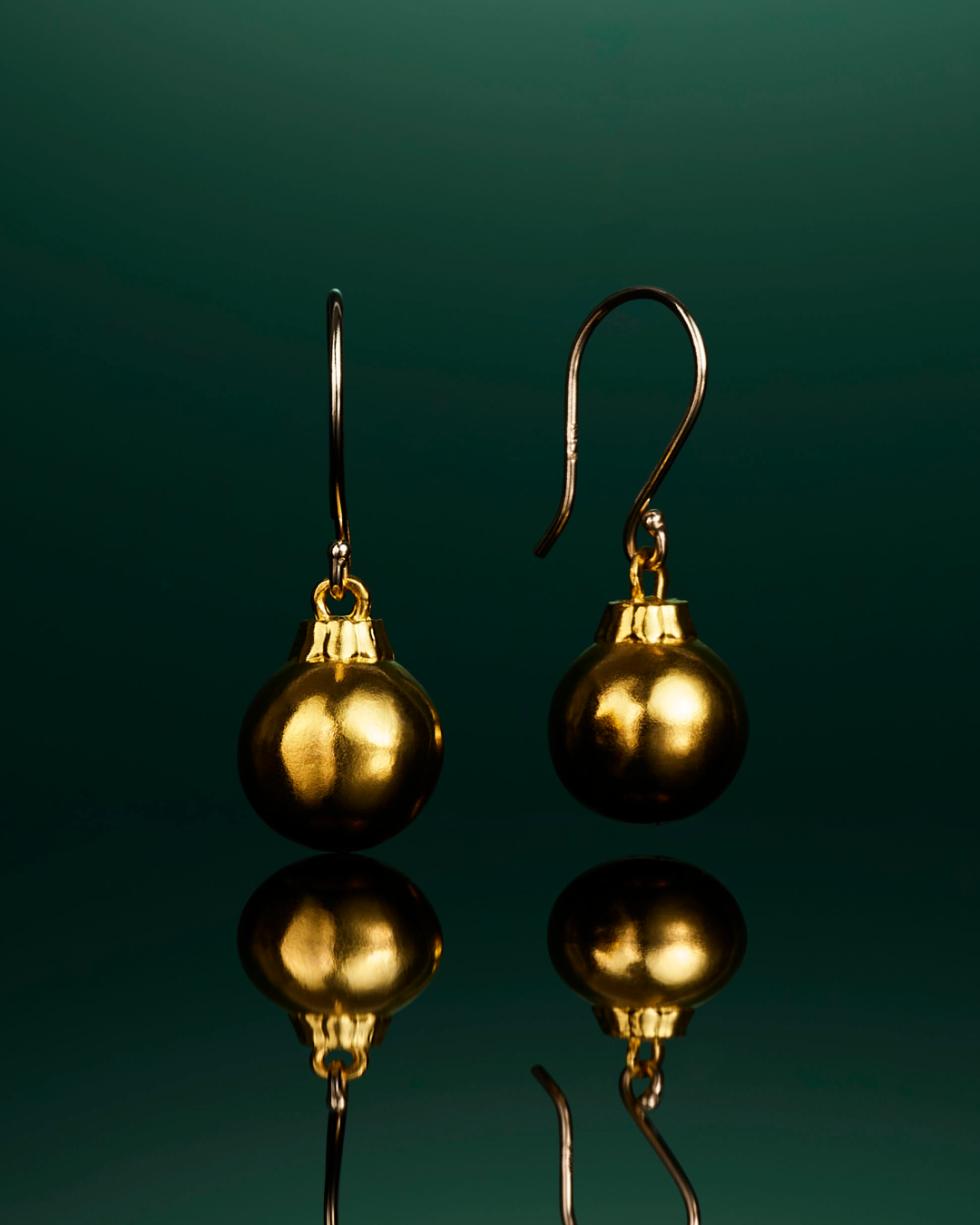 Menē 24k gold Christmas Ball Drop Earrings.