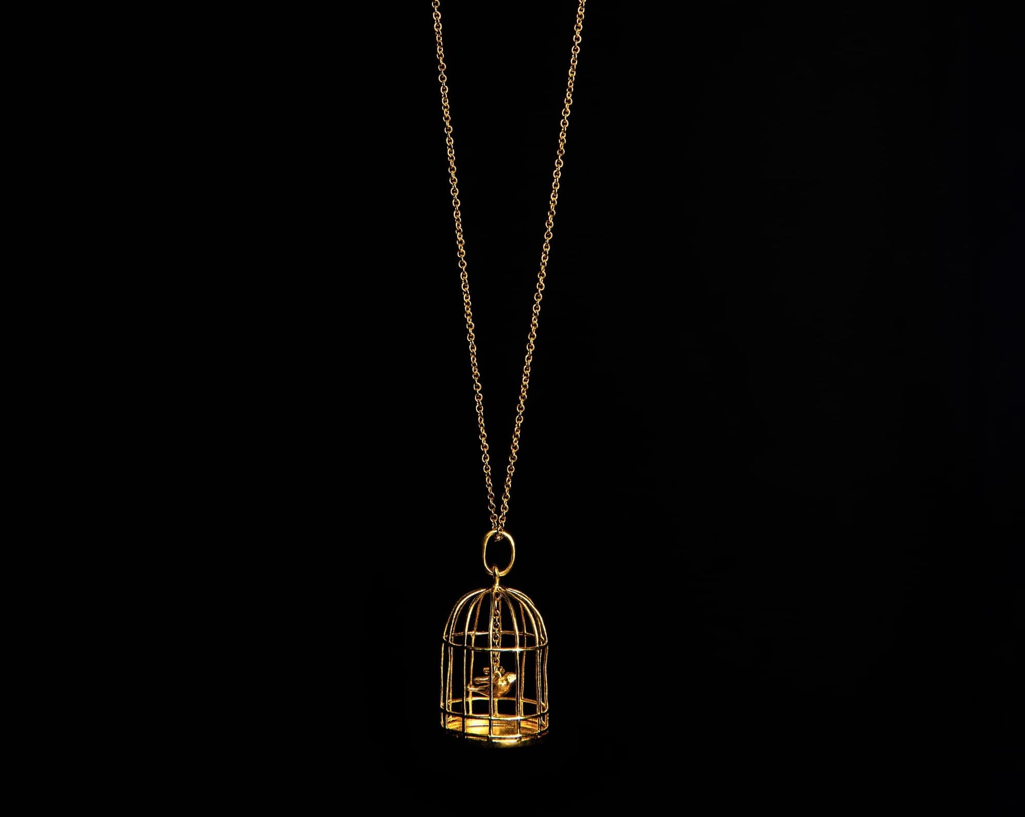 Dove in Cage Pendant in 24k gold from the Menē 2026 Mother’s Day Collection.