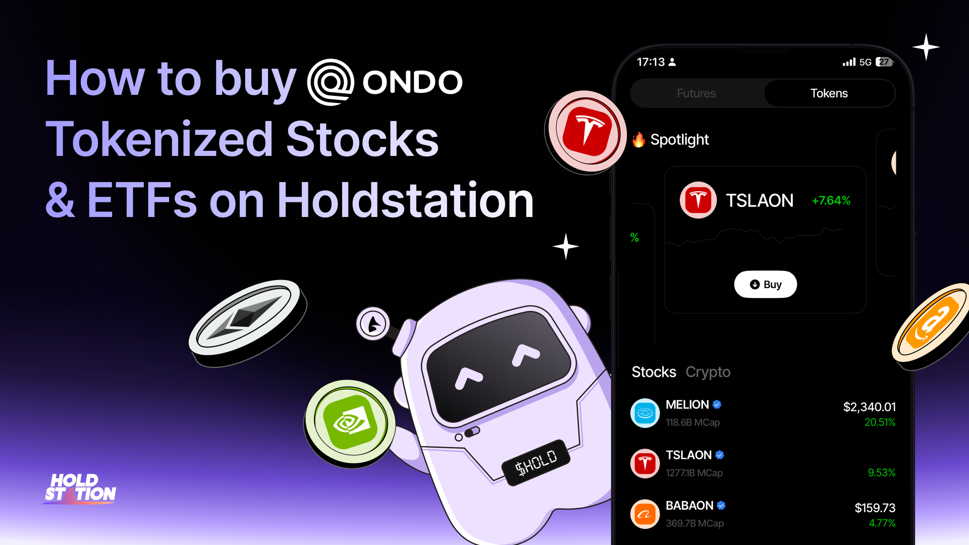 How to buy Tokenized Stocks & ETFs on Holdstation: a step-by-step guide