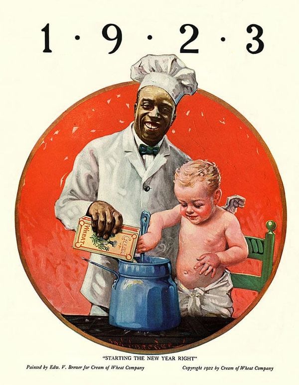 Starting the New Year Right, painted by Edward V. Brewer for Cream of Wheat Company, 1923