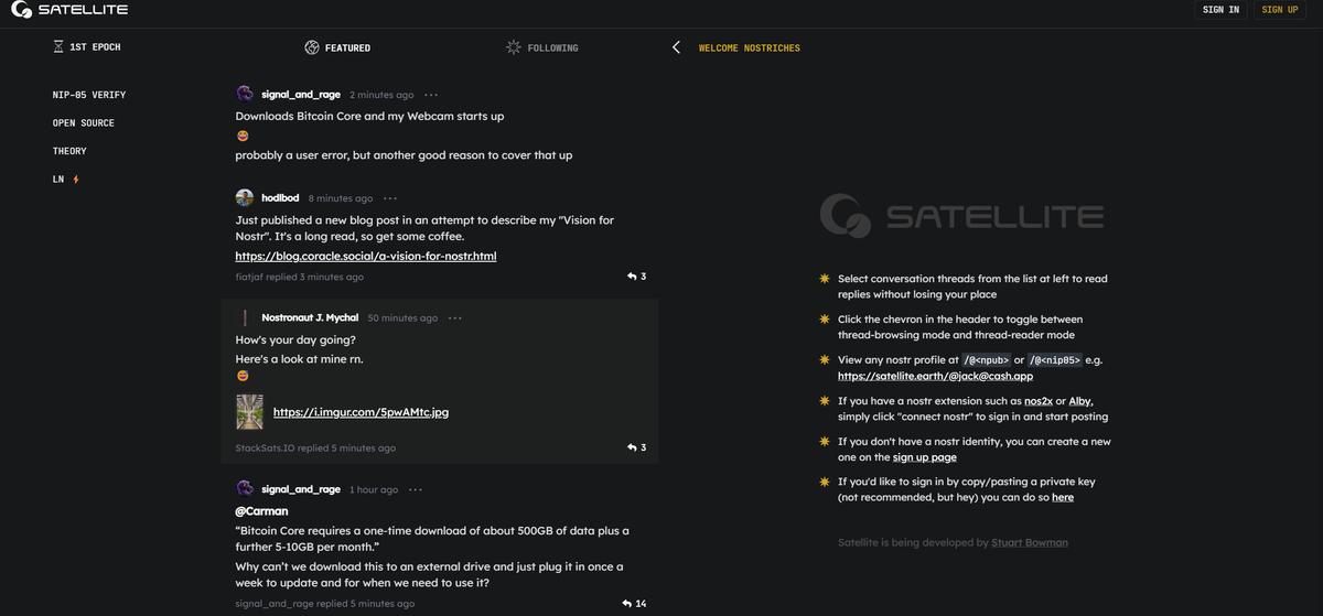 Satellite: New Nostr Web Client Prototype