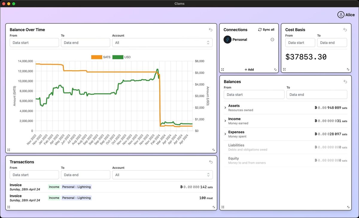 Open Beta of Clams Bitcoin Accounting App Launched
