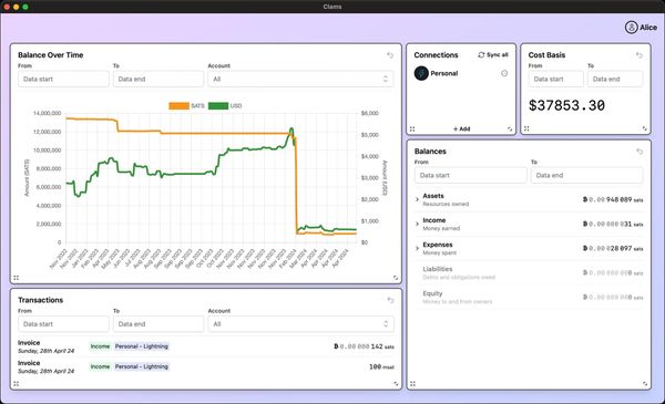 Open Beta of Clams Bitcoin Accounting App Launched