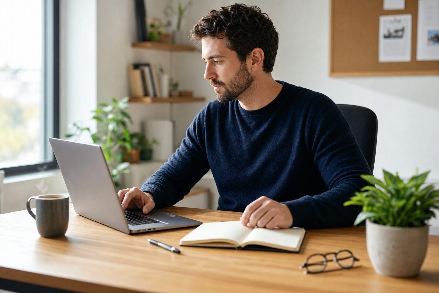 Founder reviewing incoming customer enquiries on a laptop