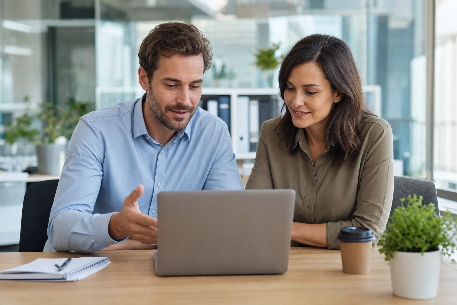 Recruiter shaking hands with a client at the office reception