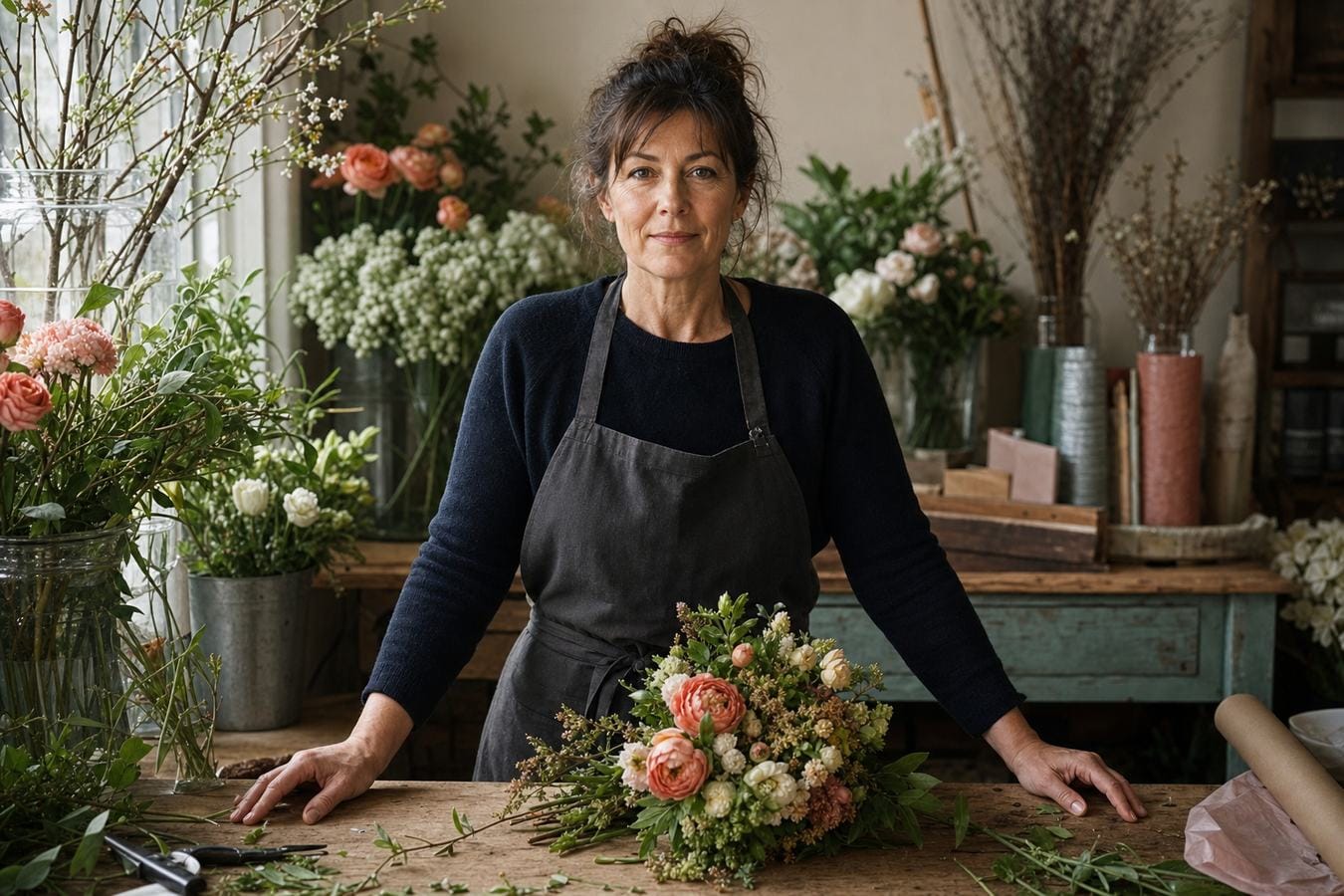 Independent florist in her workshop representing the business behind each qualified lead