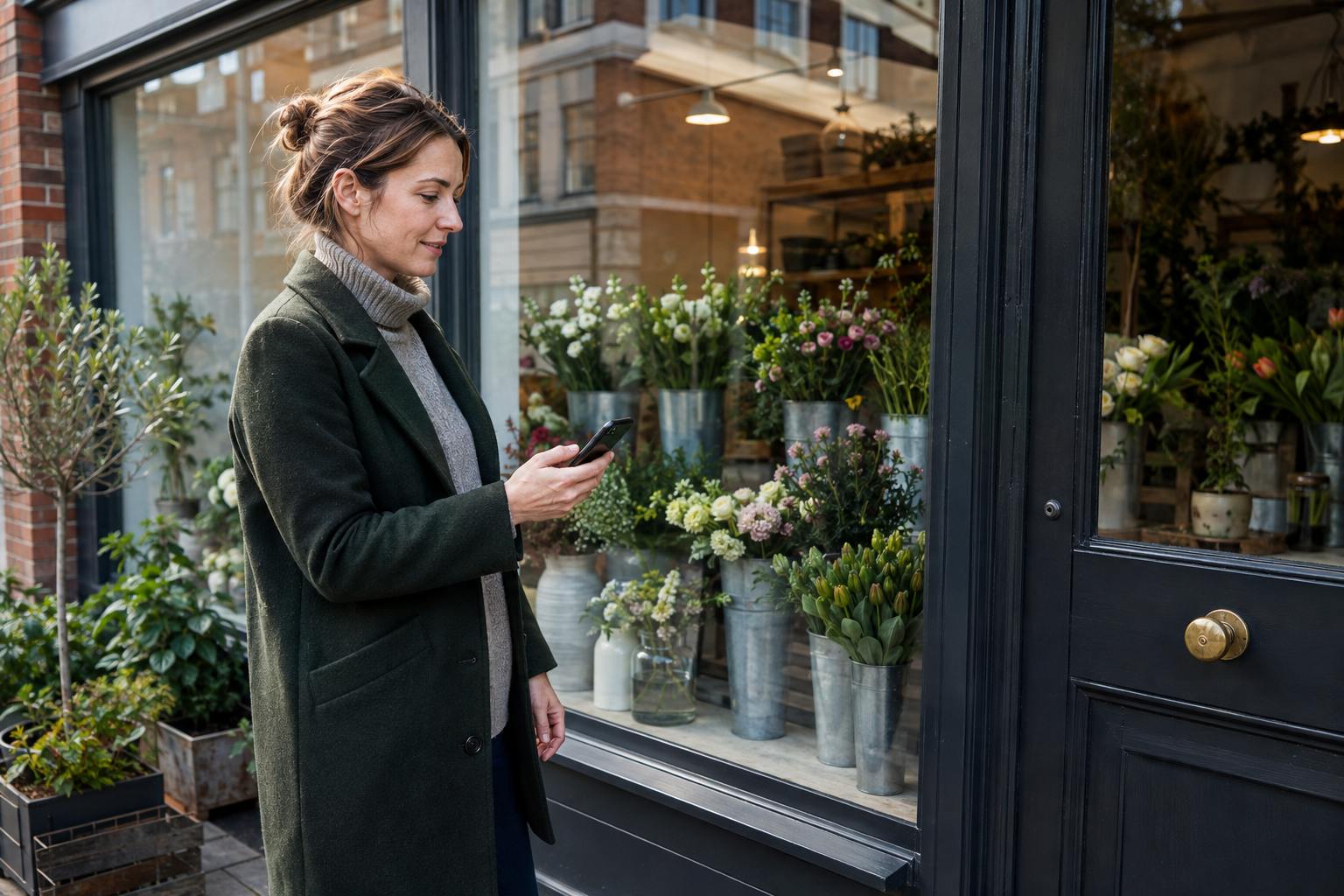 Customer starting a same-day flower enquiry outside a closed florist