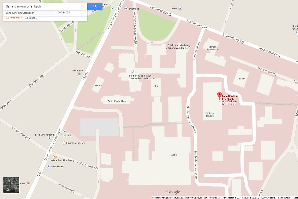 Offenbach: „Weg der 2-Klassen-Medizin“ und „Straße des Ausverkaufs“ bei Google Maps