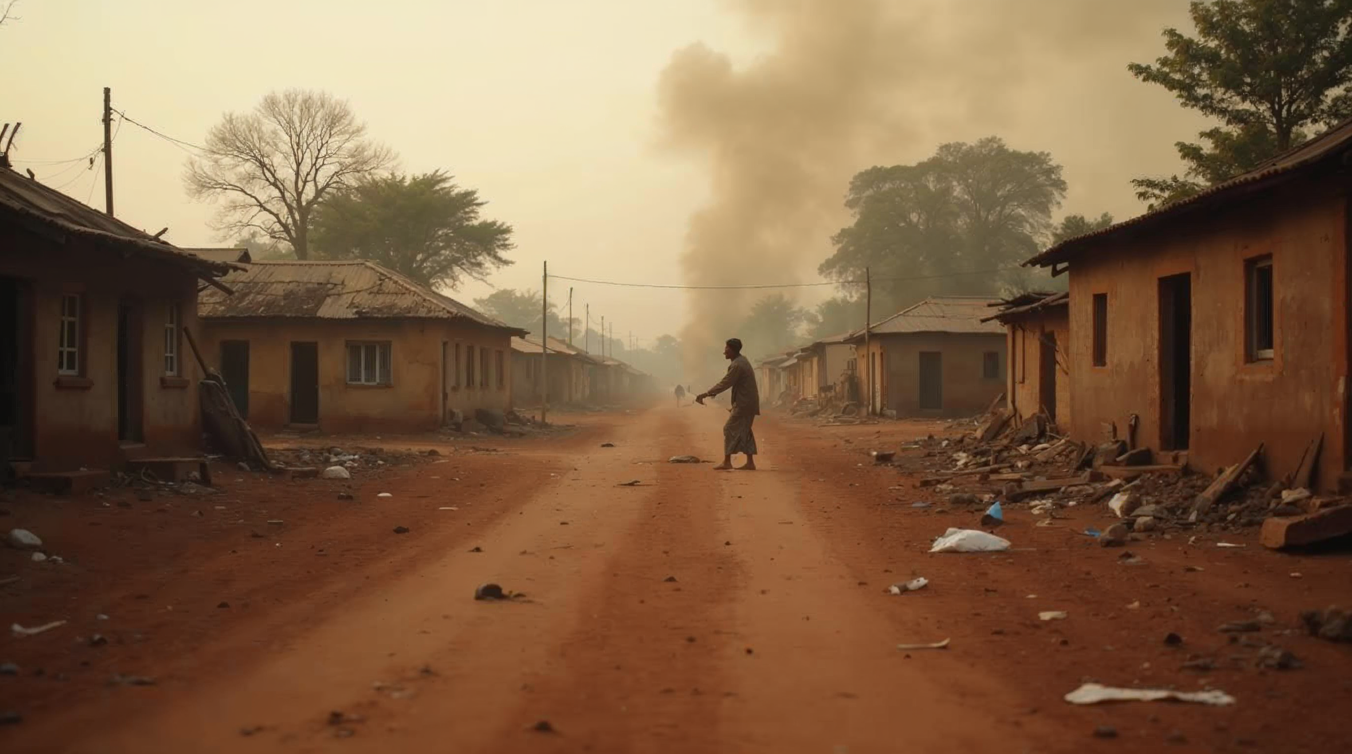 Devastation in a Nigerian village after Fulani terrorist attack in Benue State