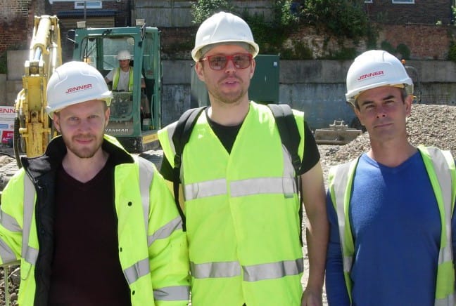  JDA's Rob Pollard at work with builder Ryan Harborne (centre) and site manager Andrew West