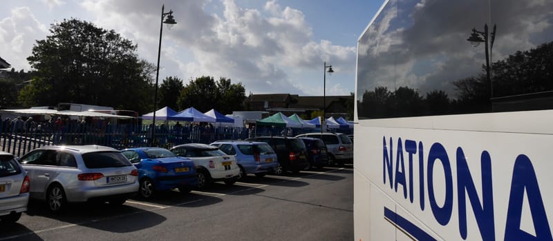 Full up: when our photographer visited the station car park it had no spaces available. The reason is just the other side of a fence: the Thursday market