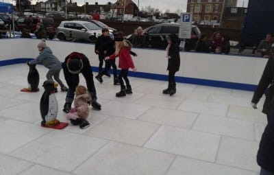 The ice rink proved popular all day