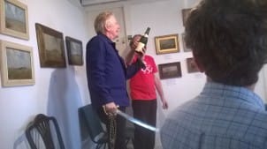 There are different ways of opening a bottle, but don't try this one at home 