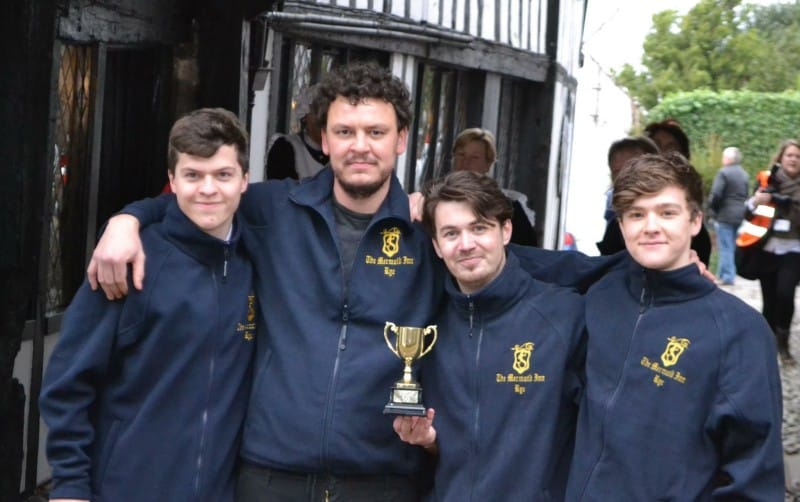 The Mermaid Inn team of Ben Foster, Daniel Dinsdale, Alain Horgan and Harvey Laker were successful in the Christmas pudding race.