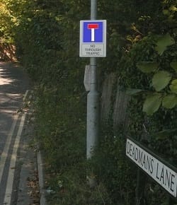Deadmans Lane sign