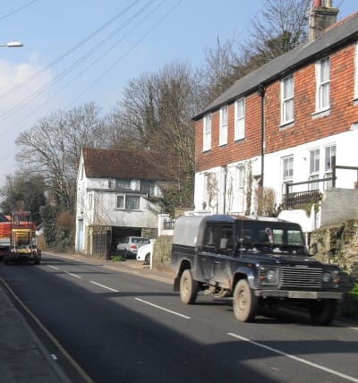 Narrow (less than 3') pavement on one side and non-existent on the other