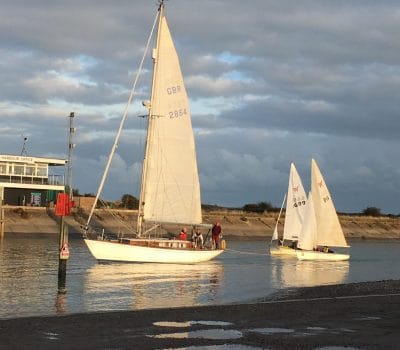 Two of the dinghies being towed back by Helena Anne