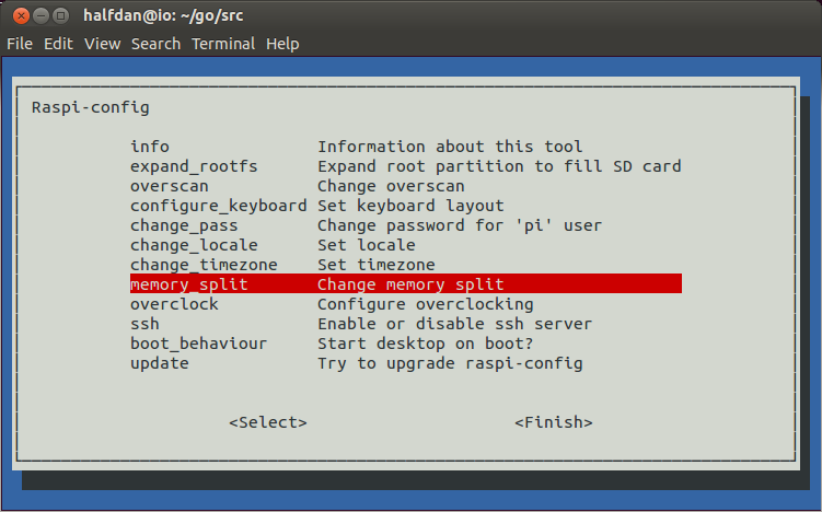 Select "memory_split" in raspi-config