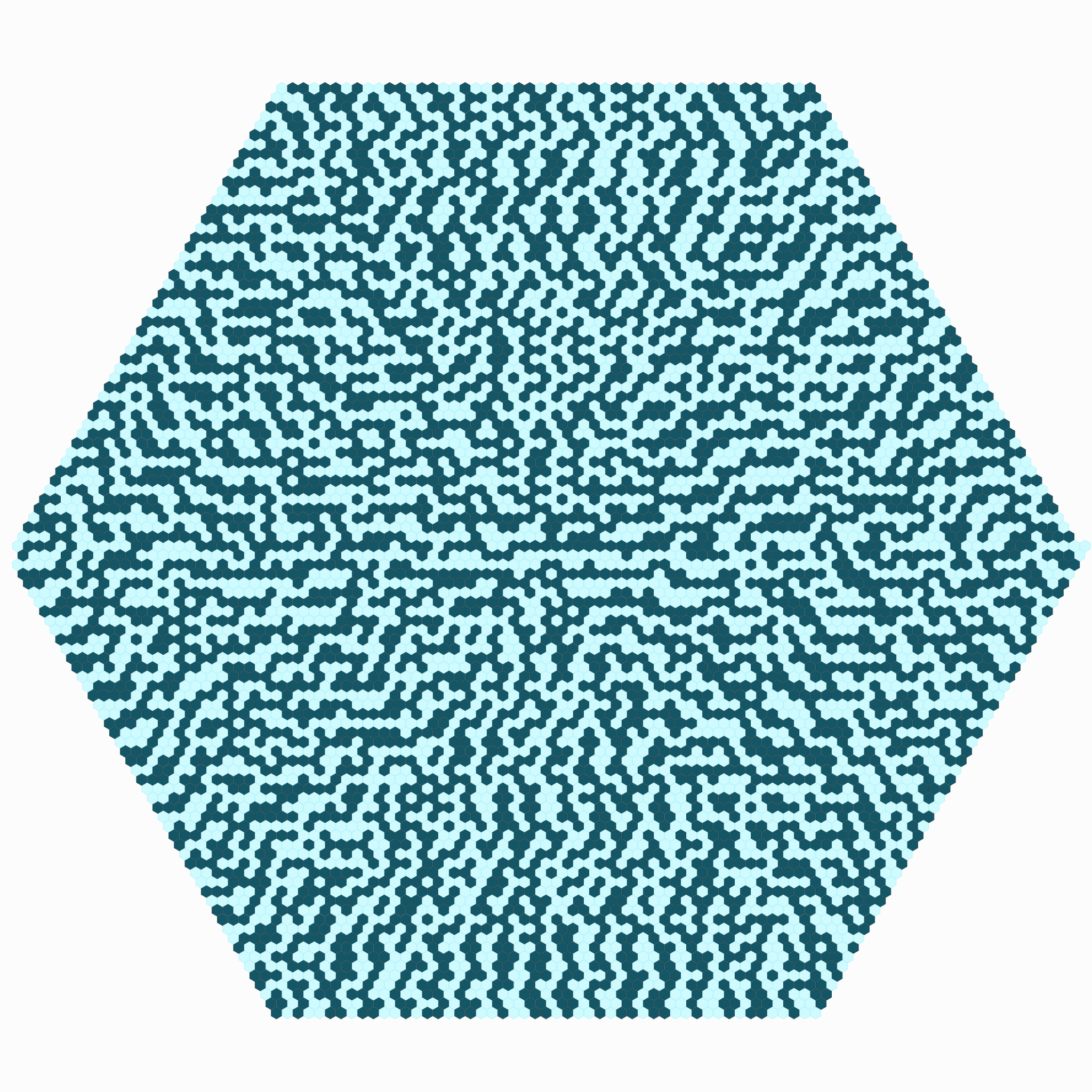 A hexagon of smaller hexagons that feels like there might be a pattern, but not really.