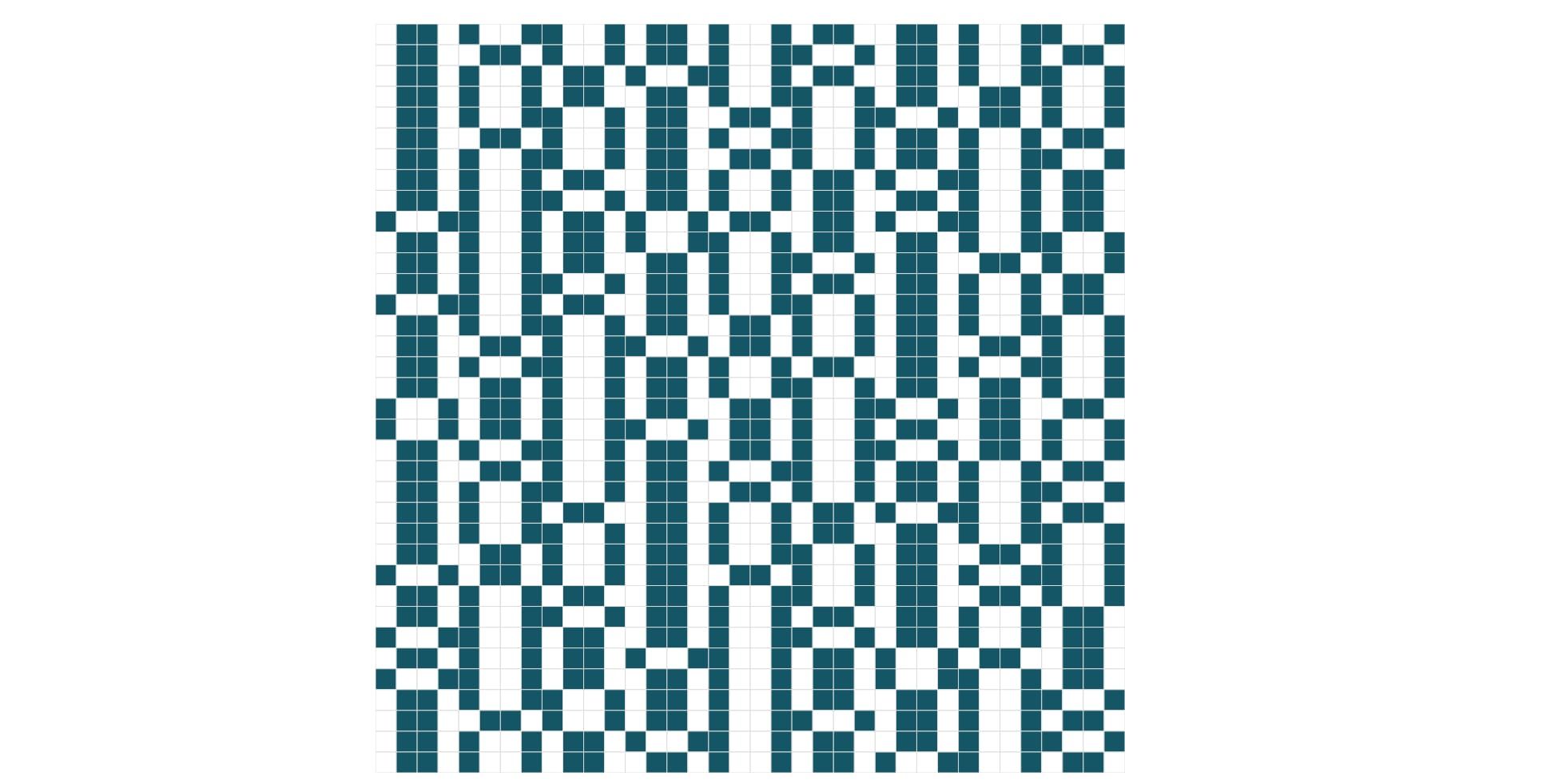 a grid of white and teal squares that almost seems like a pattern, but hard to tell.