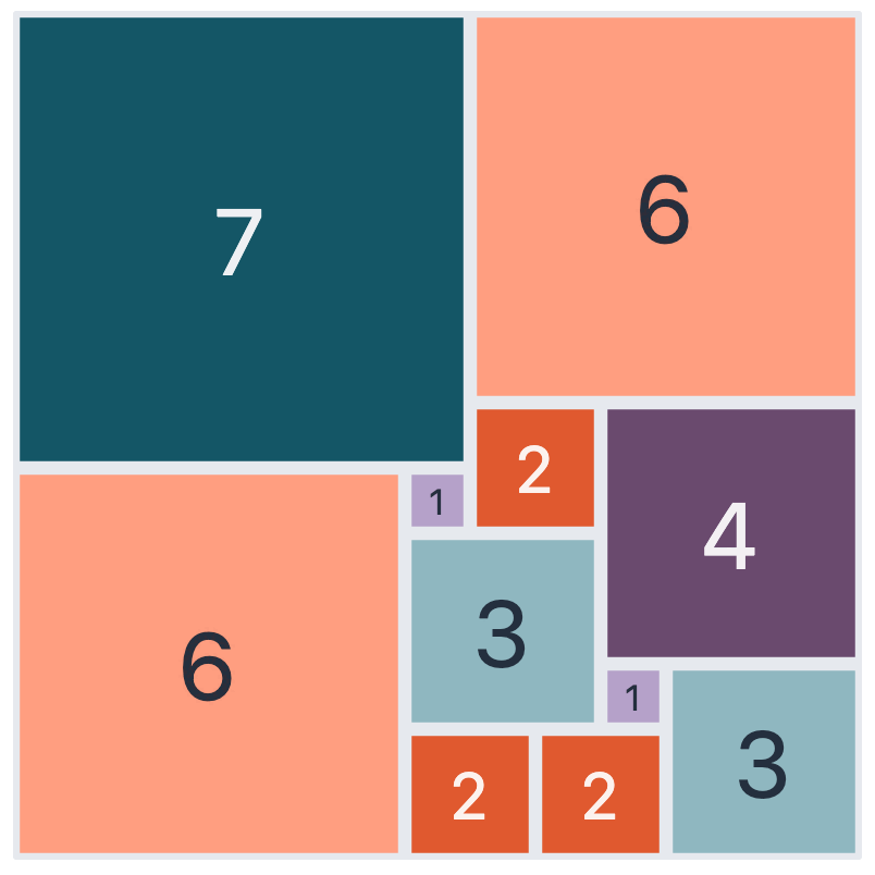 Animation slicing a 13x13 quilt with two L-seams