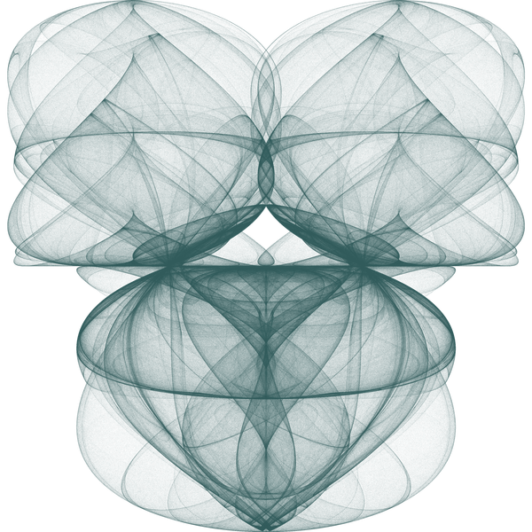 a strange attractor drawn like silk with turquoise lines and dots