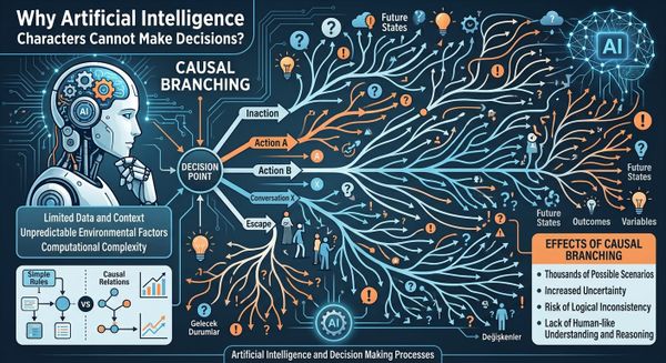 Why AI Characters Cannot Make Decisions: Causal Branching  and LLM Paralysis