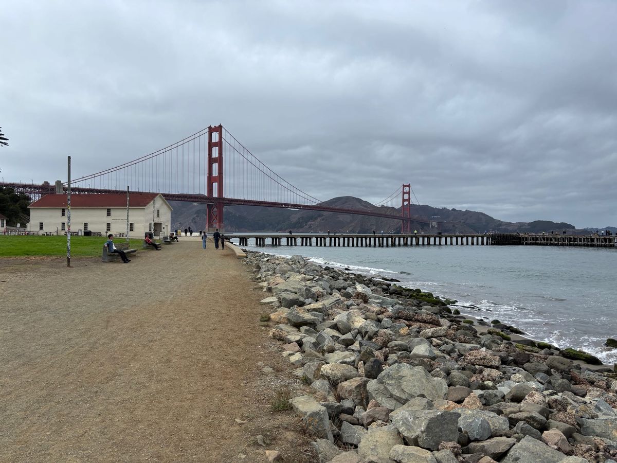 Riding over the Golden Gate Bridge