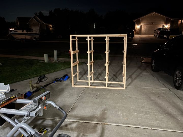 an empty storage rack for totes