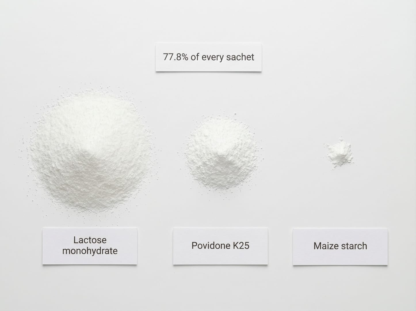 77.8% of every Panacur C sachet: lactose monohydrate, povidone K25, and maize starch