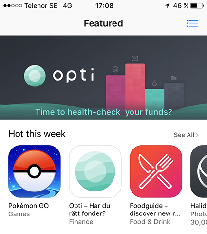 Opti featured i App Store Apple