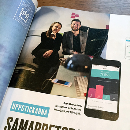 Opti med i Dagens Industri augusti 2017
