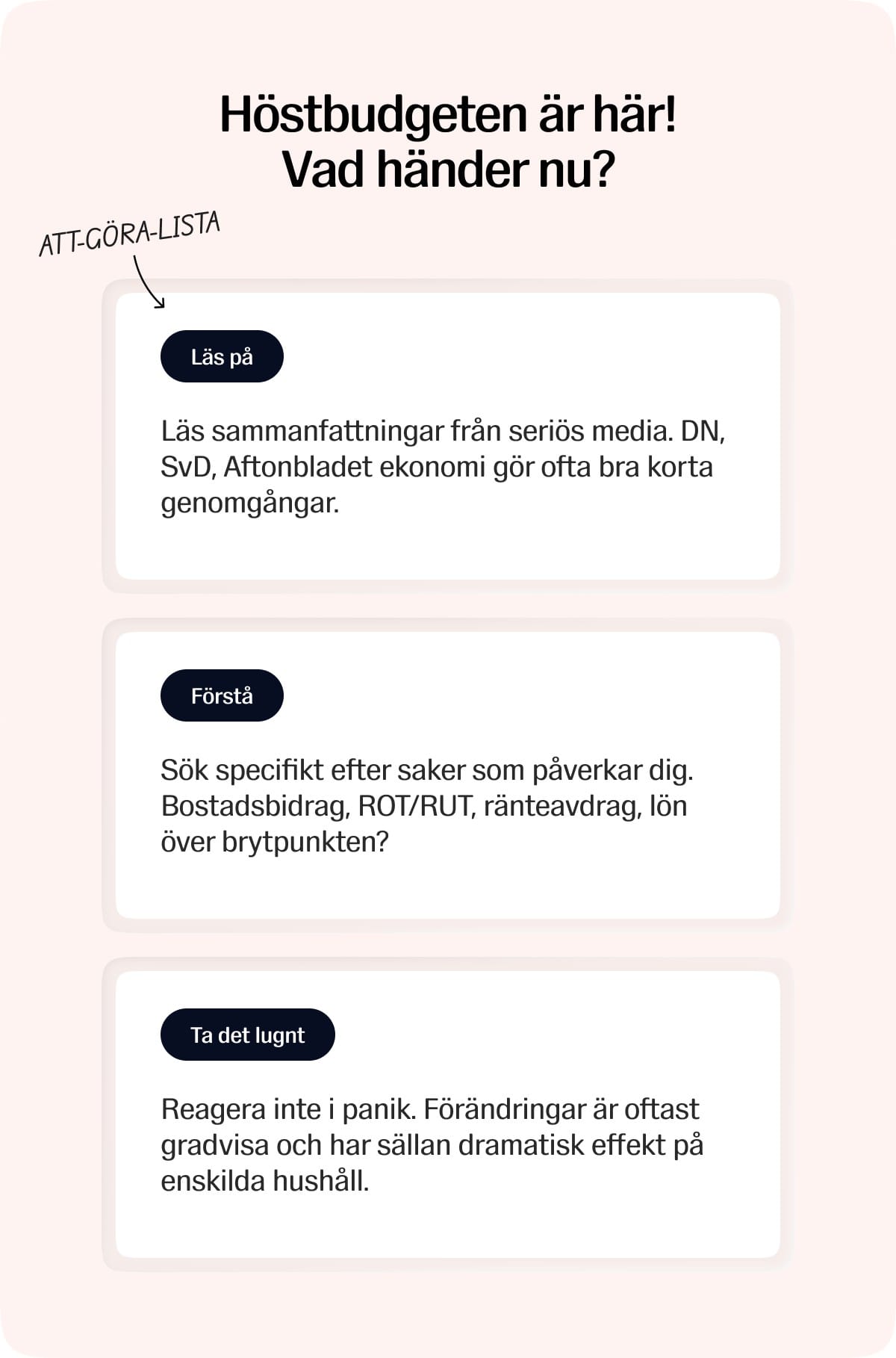 Att-göra-lista när höstbudgeten kommer: läs på, sök efter det som påverkar dig och reagera inte i panik