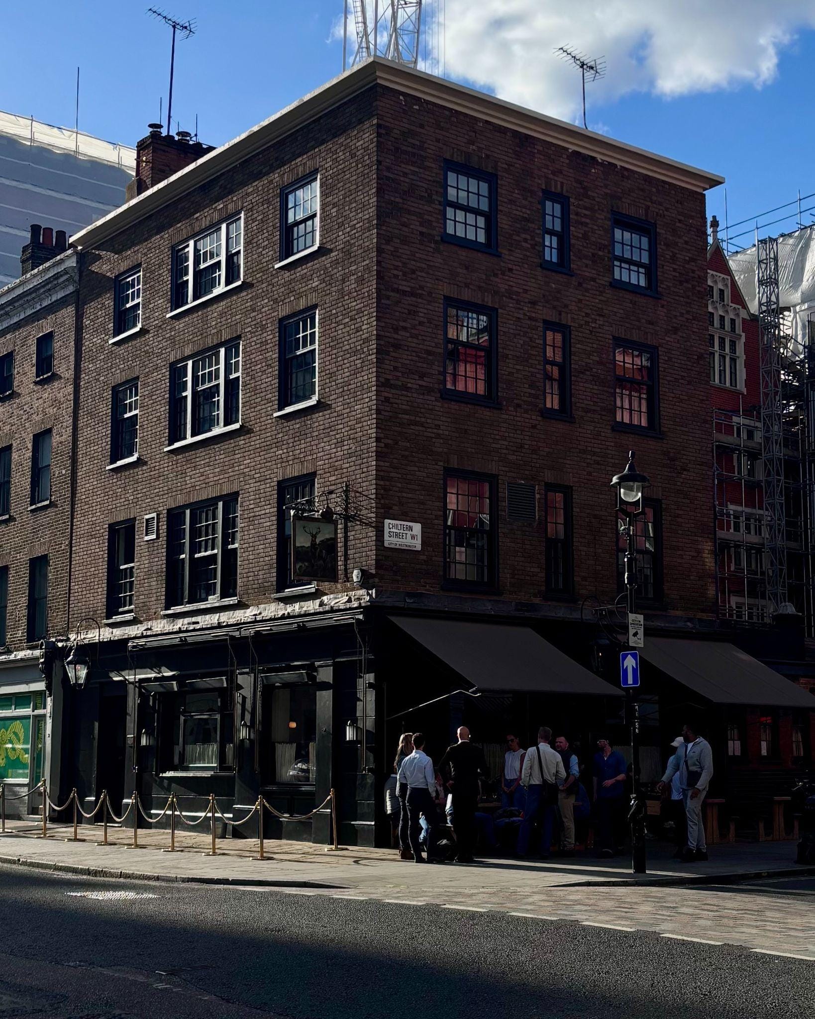 Sunny Autumn early evening outside The Hart - Chiltern St
