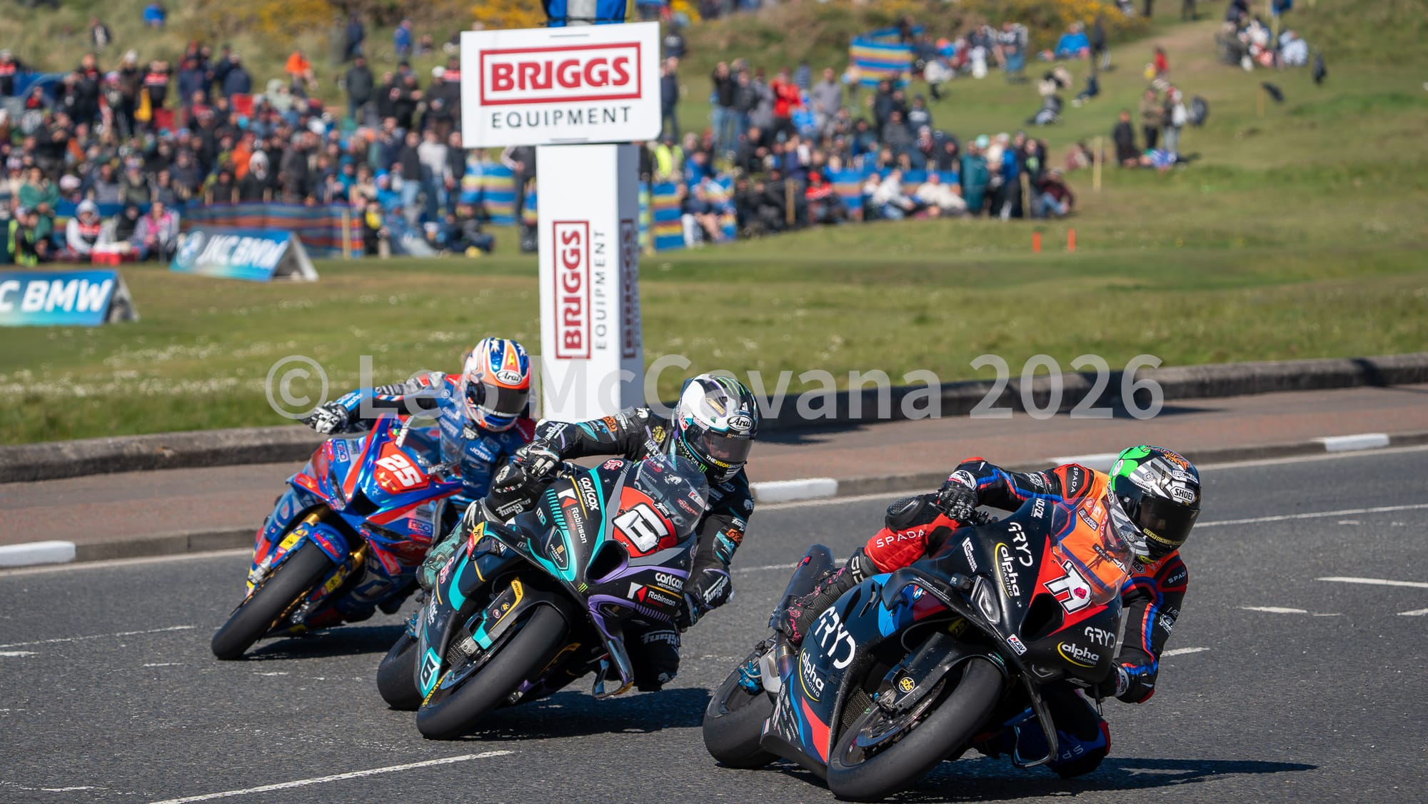 Storm 'Lord' Stacey at York Corner with Michael Dunlop and Kevin Keyes