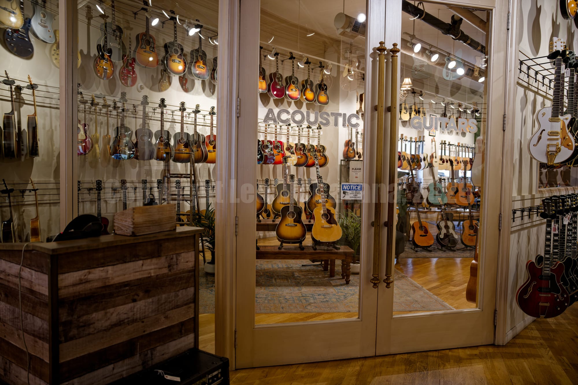 Looking into the acoustic room at Chicago Music Exchange