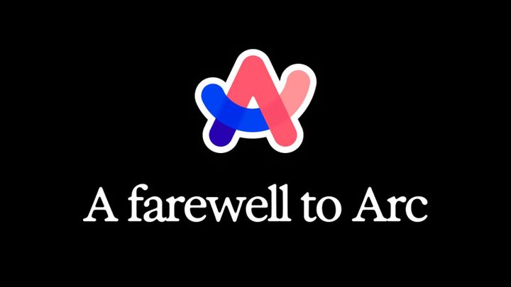 The Arc browser logo above the words "A farewell to Arc" on a black background