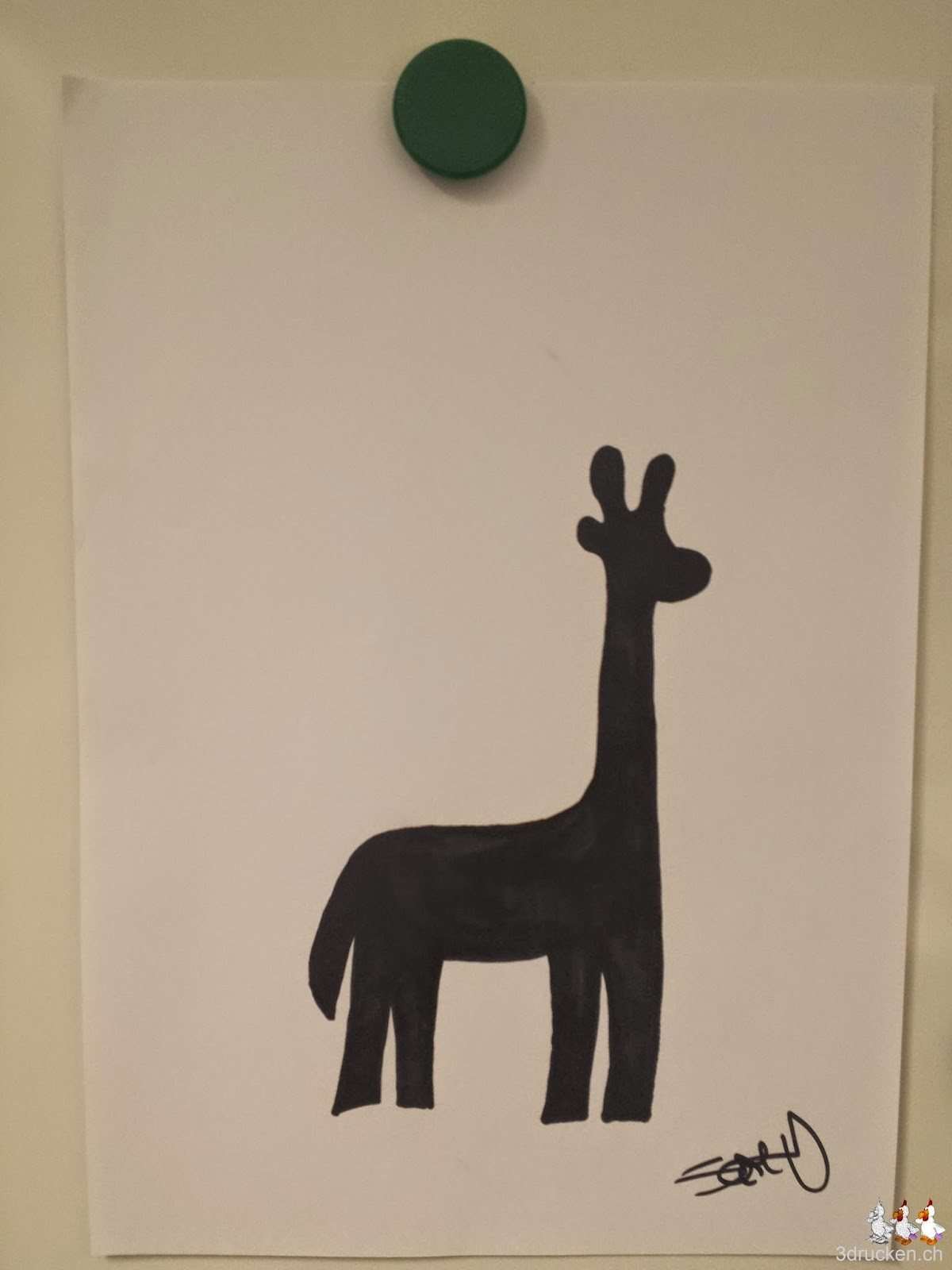 Foto des Designs einer Giraffe, welches zum Druck am ersten Kursabend von der Gruppe ausgewählt wurde
